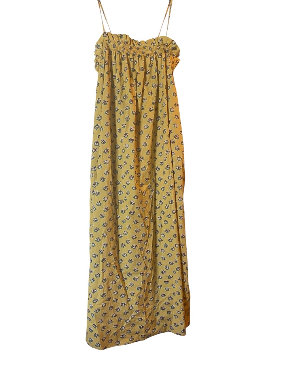 Tory Burch Yellow Floral Midi dress with Square neck sz 10